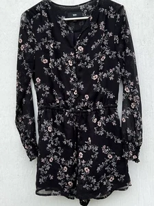 Mosaico Womens Jumpsuit Romper Floral Black Size S Long See True Sleeves’s - Picture 1 of 9