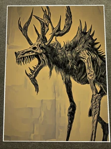 Dark Antlered Wendigo Demon Creature Poster 18x24in - Picture 1 of 1