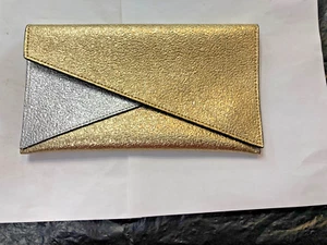 Silver & Gold Lame Clutch 9" Long 5" Wide with Magnet Closure - Picture 1 of 3