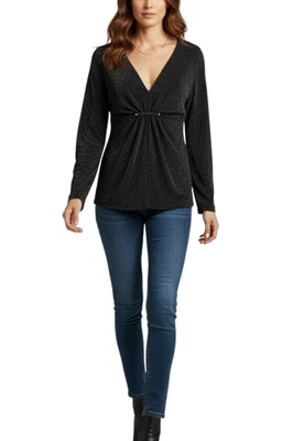 NUEVO CON ETIQUETAS MICHAEL Michael Kors Metálico Cuello en V Largo Sls M Reg. $99.50 Foto 1 de 3