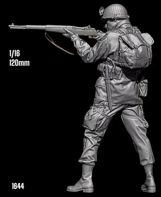 1/16 120mm Resin Figure US Airborne Paratrooper Firing M1 Rifle Model Kit 1644 - Image 1 of 4