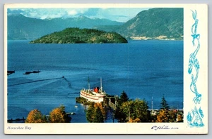 Postal de ferry escénico vintage de Horseshoe Bay BC Canadá años 50 - Imagen 1 de 2
