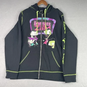Nickelodeon Hot Topic Invader Zim Gir Doom Zip Up Hoodie Sz XL Black Graphic - Picture 1 of 12