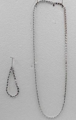 Collar y pulsera de 7" vintage Sarah Coventry de 32" con eslabones trapezoidales en tono plata Foto 1 de 4