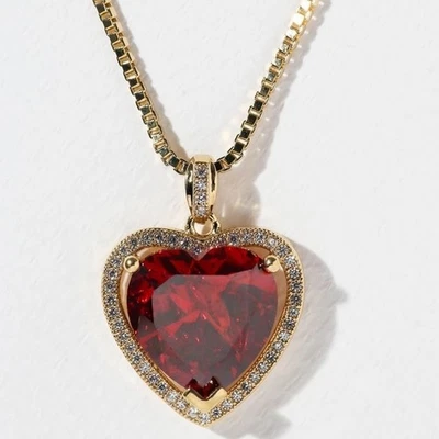 Novo Colar Vanessa Mooney o coração de rubi Colar Pingente Coração de Cereja Dourado - Imagem 1 de 4