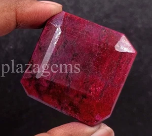 615 Ct Natural Red Ruby Certified African Gemstone Emerald Cut Loose Stone 5ARA - Picture 1 of 8