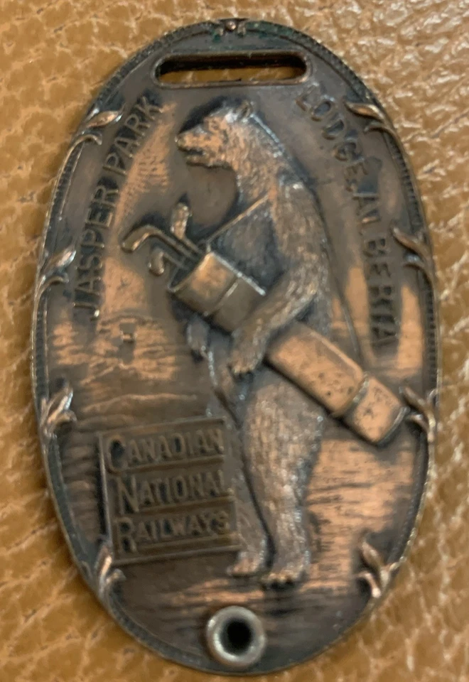 Antique Canadian National Railways Jasper Park Lodge Alberta C.N.R. Brass Fob - Image 1 of 4