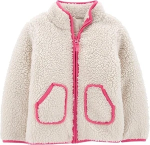 Simple Joys by Carter's Baby Sherpa Jacke (Kleinkind Größe 2T) durchgehender Reißverschluss, khaki/pink - Bild 1 von 10