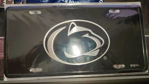 Penn State University Premium Laser Cut License Plate/ Black and Chrome - Picture 1 of 8