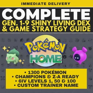 Pokémon HOME Full Shiny Living Dex Generation 1-9 Complete Scarlet Z-A & Guide - Afbeelding 1 van 12