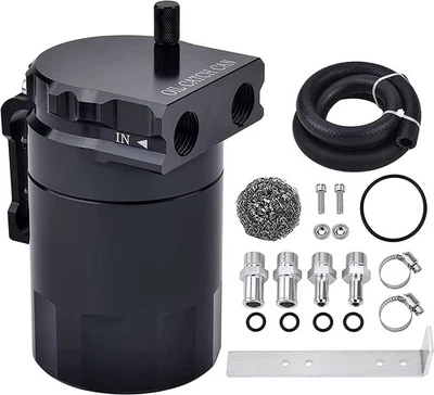 Oil Catch Can Kit Reservoir Baffled Tank with Breather Filter Universal Aluminum Foto 1 de 4