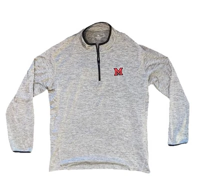 Miami University RedHawks Colosseum XL Quarter-Zip Pullover Sweatshirt Gray Mens - Image 1 of 4