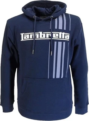 Lambretta Stripe Logo Hooded Top / Hoodie Navy - Image 1 of 2