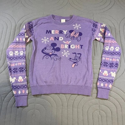 Disney 100 Mickey Minnie Mouse Feliz y Brillante Navidad Suéter XL 14-16 Niñas Foto 1 de 4