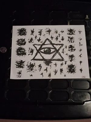 Dibujo a tinta original Outsider Art - pluma y tinta surrealista geométrica abstracta ÚNICA EN SU CLASE Foto 1 de 4