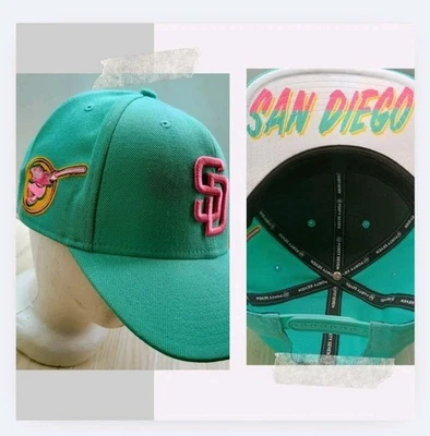 Sombrero ajustado en el campo City Connect de los Padres de San Diego MLB 2022 '47 verde y rosa como nuevo Foto 1 de 4