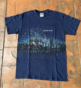 Vintage 90s Chicago Skyline Tourist Souvenir T-Shirt Large Wrap Around - Bild 1 von 7