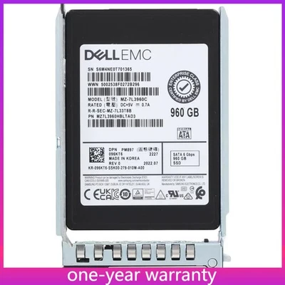 96KT6 096KT6 Dell EMC 960GB 6Gbps SATA MU TLC 2.5'SolidState Drive 14/15/16G kit - Image 1 of 4