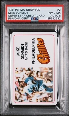 Perma-graphics Mike Schmidt 1981 PSA/DNA casi nuevo 7 MK AUTO 8 Foto 1 de 2
