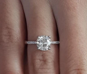 3 Ct Pave 4 Prong Round Cut Diamond Engagement Ring VS2 G White Gold 14k - Picture 1 of 4