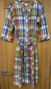 Seasalt Multi Check Tresco Abbey Yarn Dye Dress Size 16 Organic Cotton - Picture 1 of 6