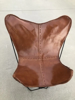 Silla Mariposa Cuero Búfalo Marrón Moderno Salón Repuesto SOLO FUNDA Foto 1 de 4