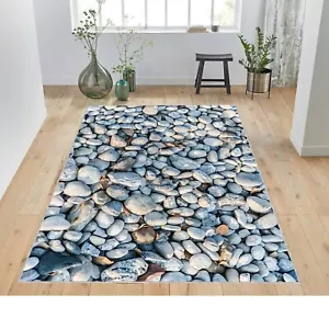Pebbles Rocks, Scattered Stones, Mat, Floor Mat, Gray Rug, Stone Rug, Flooring - Picture 1 of 12