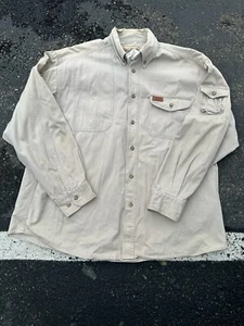Vintage Woolrich Beige Button Up Shooting Shirt Jacket XL Cotton Hunting Tan - Picture 1 of 5