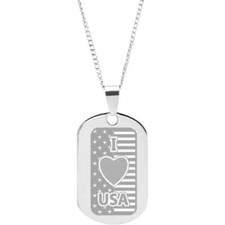 Usa Dog Tag Pendant with Chain Stainless Steel Patriotic E
00004000
ngravable I Love