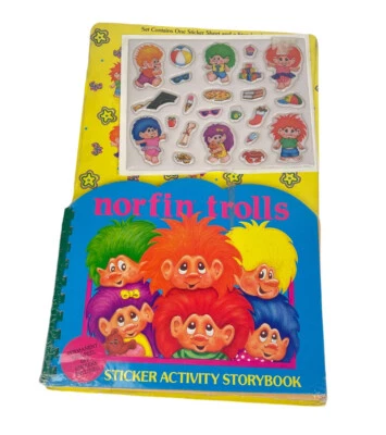 Libro de actividades vintage de pegatinas Norfin Diamond Trolls 1992 con pegatinas PUFFY NUEVO Foto 1 de 4