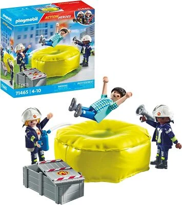 PLAYMOBIL Action Heroes 71465 Feuerwehrleute mit Luftkissen, Lebensretter