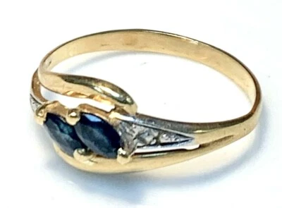 MAGNIFIQUE BAGUE OR 18 CARATS - SAPHIRS 1,40 g - Photo 1/4