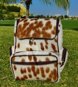 Tricolor Cowhide Backpack -Travel Diaper Bag School Bag Shoulder Bag Western Bag - Picture 1 of 4