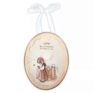 Precious Moments Love Plaque Ornament Ribbon Hanger Religious Girl 7 Inch 103444 - Picture 1 of 1
