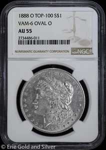 1888-O $1 Morgan Silver Dollar NGC AU 55 | VAM-6 Oval O Top 100 - Picture 1 of 4