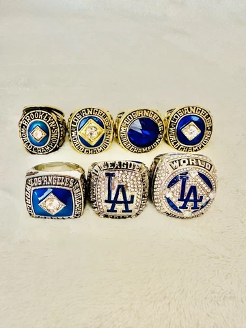 7 LA Dodgers World Series Championship Ring Set W Box, 🇺🇸 SHIP 1955-2020 Cover