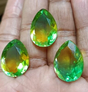 65.50 CT Wonderful Bi-color Pear Shape Doublet Tourmaline Loose Gemstone 3 Pc - Picture 1 of 6