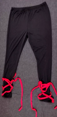 PANTALONES NINJA ADULTO Cintura Pequeña 31 en Negro Leggings Correas Rojas Disfraz de Halloween Foto 1 de 4