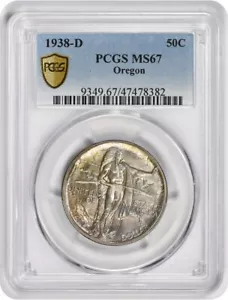 Oregon Commemorative Silver Half Dollar 1938-D MS67 PCGS - Picture 1 of 4