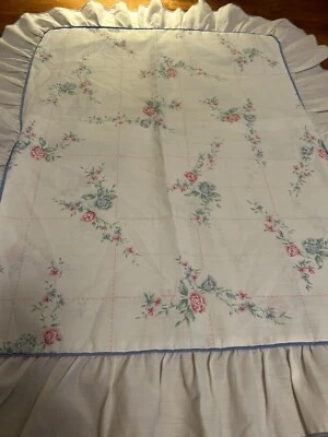 Almohada JC Penny Vintage Sham Volantes Rosa y Azul Rosa Shabby Foto 1 de 3