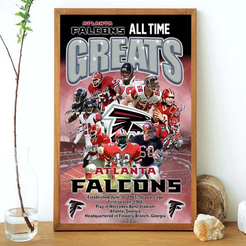 Atlanta Falcons All Time Great Player Poster Christmas Gift For Dad Mom Fan Cover