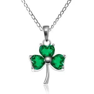 Sterling silver Celtic green shamrock pendant necklace with 18" chain and box - Picture 1 of 5
