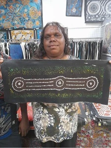 Aboriginal Artist SERENA GRANITES " Wild Yam Dreaming" 60cm x 25cm - Picture 1 of 8