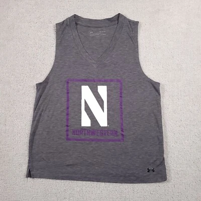 Northwestern Wildcats Under Armour Shirt Mens Small Gray Sleeveless Loose Fit - Image 1 of 4