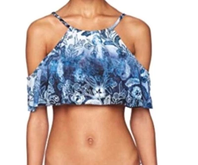The Bikini Lab 1 Indigo Your Own Way High Neck Ombré Cold Shoulder Bikini Top - Image 1 of 4