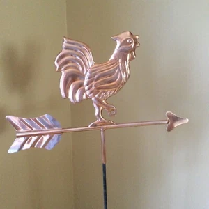Good Directions Aluminum Copper Finish Cottage Rooster Weathervane Figure  - Picture 1 of 5