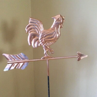 Good Directions Aluminum Copper Finish Cottage Rooster Weathervane Figure  - Image 1 of 4