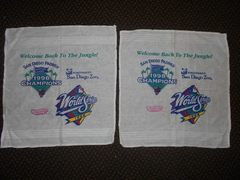 Lot of 2 1998 MLB World Series San Diego Zoo Bubble Yum Padres Rally Towel New Cover