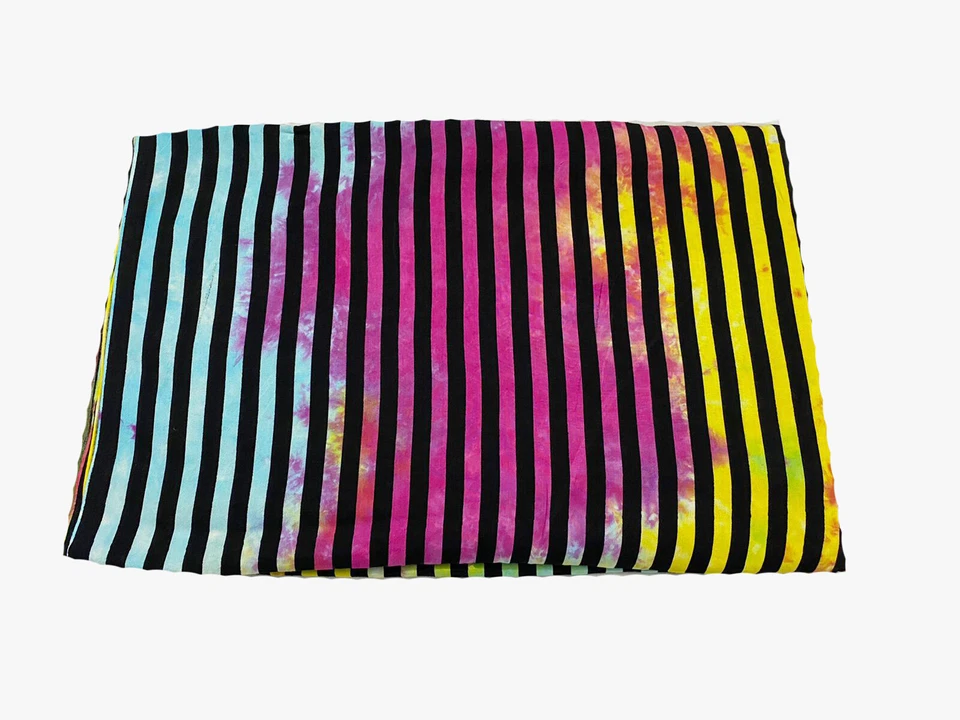 Indian Multi Striped Rayon Cotton Handmade Fabric Dress Fabric 2.5 Yard Craft US - Image 1 of 4