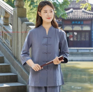 Chinese KungFu Tang Suit Unisex Tai Chi Uniforms Yoga Fitness Zen Clothes Han Fu - Picture 1 of 34